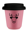 Kubek hot pink 150 ml, RENIFER (czarny) z pokrywka czarna kubek termiczny na kawe | 75,00 zł