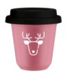 Kubek hot pink 150 ml, RENIFER (bialy) z pokrywka czarna kubek termiczny na kawe | 75,00 zł