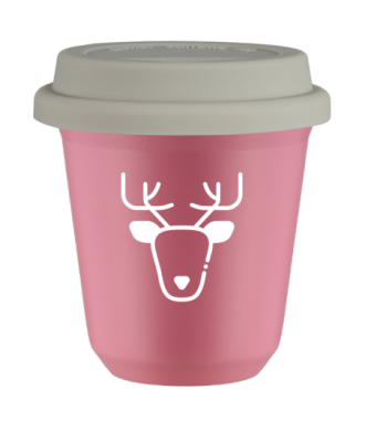 Kubek hot pink 150 ml, RENIFER (bialy) z pokrywka biala kubek termiczny na kawe | 75,00 zł