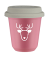 Kubek hot pink 150 ml, RENIFER (bialy) z pokrywka biala kubek termiczny na kawe | 75,00 zł