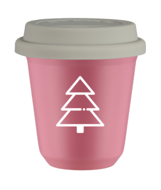 Kubek hot pink 150 ml, CHOINKA (bialy) z pokrywka biala