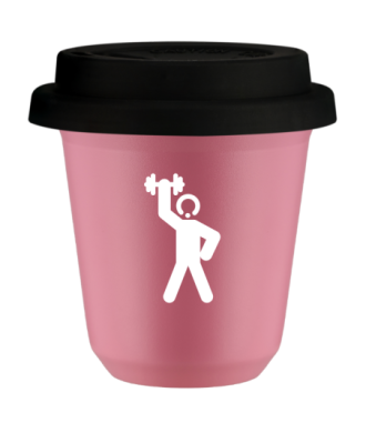 Kubek hot pink 150 ml, SILACZ 2 (bialy) z pokrywka czarna