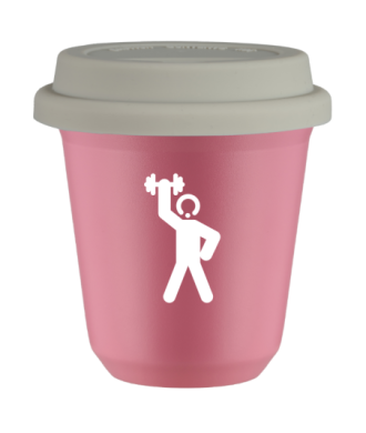 Kubek hot pink 150 ml, SILACZ 2 (bialy) z pokrywka biala