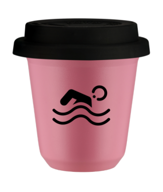 Kubek hot pink 150 ml, PLYWAK (czarny) z pokrywka czarna