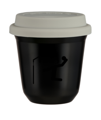 Kubek 240 ml CZARNY "Koszykówka (czarny)", z białą pokrywką Kubek 240 ml CZARNY "Koszykówka (czarny)", z białą pokrywką