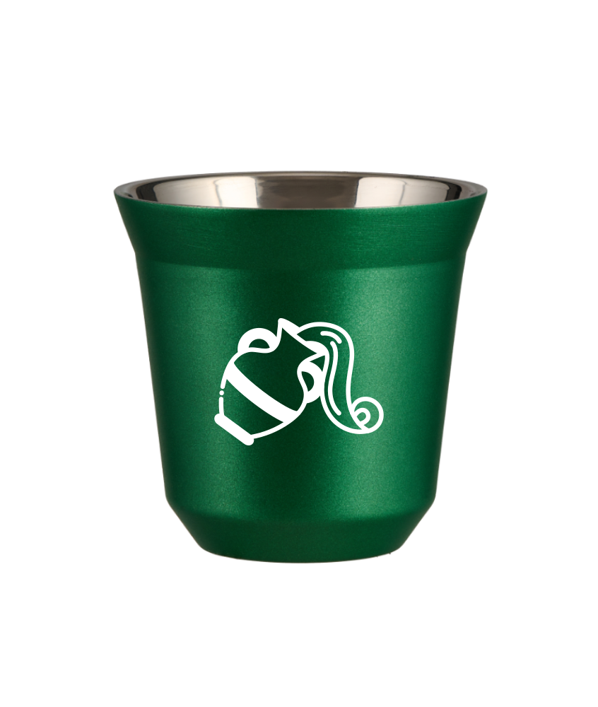 Kubek 240 ml ZIELONY METALIC "Wodnik (biały)"