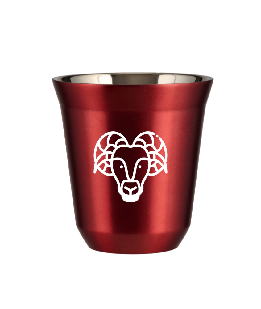 Kubek 240 ml CZERWONY METALIC "Baran (biały)"