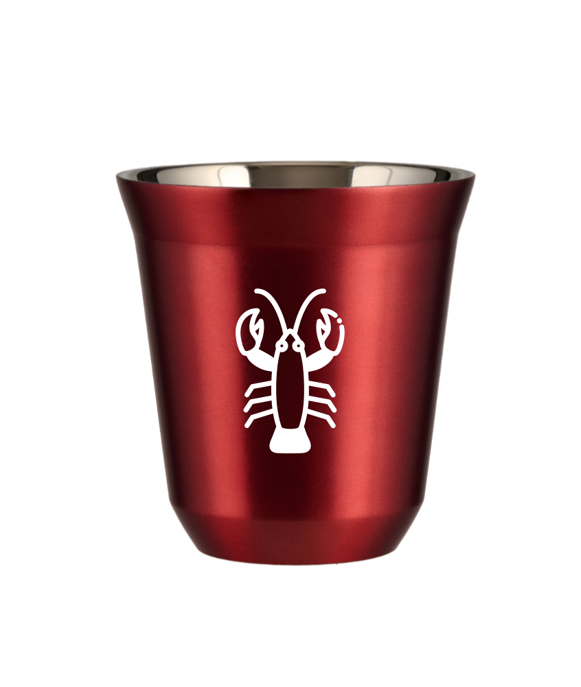Kubek 240 ml CZERWONY METALIC "Rak (biały)"