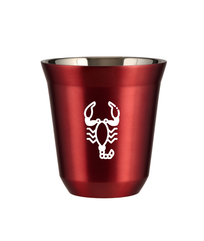 Kubek 240 ml CZERWONY METALIC "Skorpion (biały)"