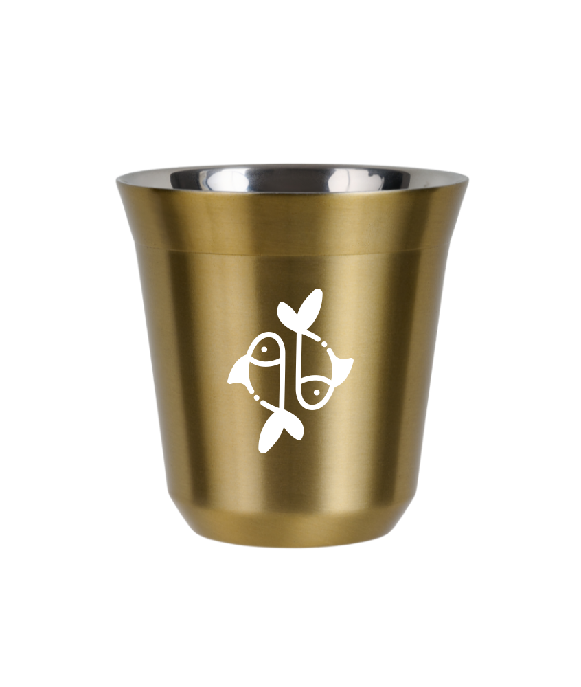 Kubek 240 ml ZŁOTY "Ryby (biały)"
