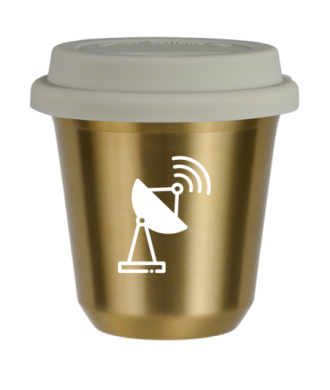 Kubek 240 ml ZŁOTY "Antena (biały)", z białą pokrywką Kubek 240 ml ZŁOTY "Antena (biały)", z białą pokrywką