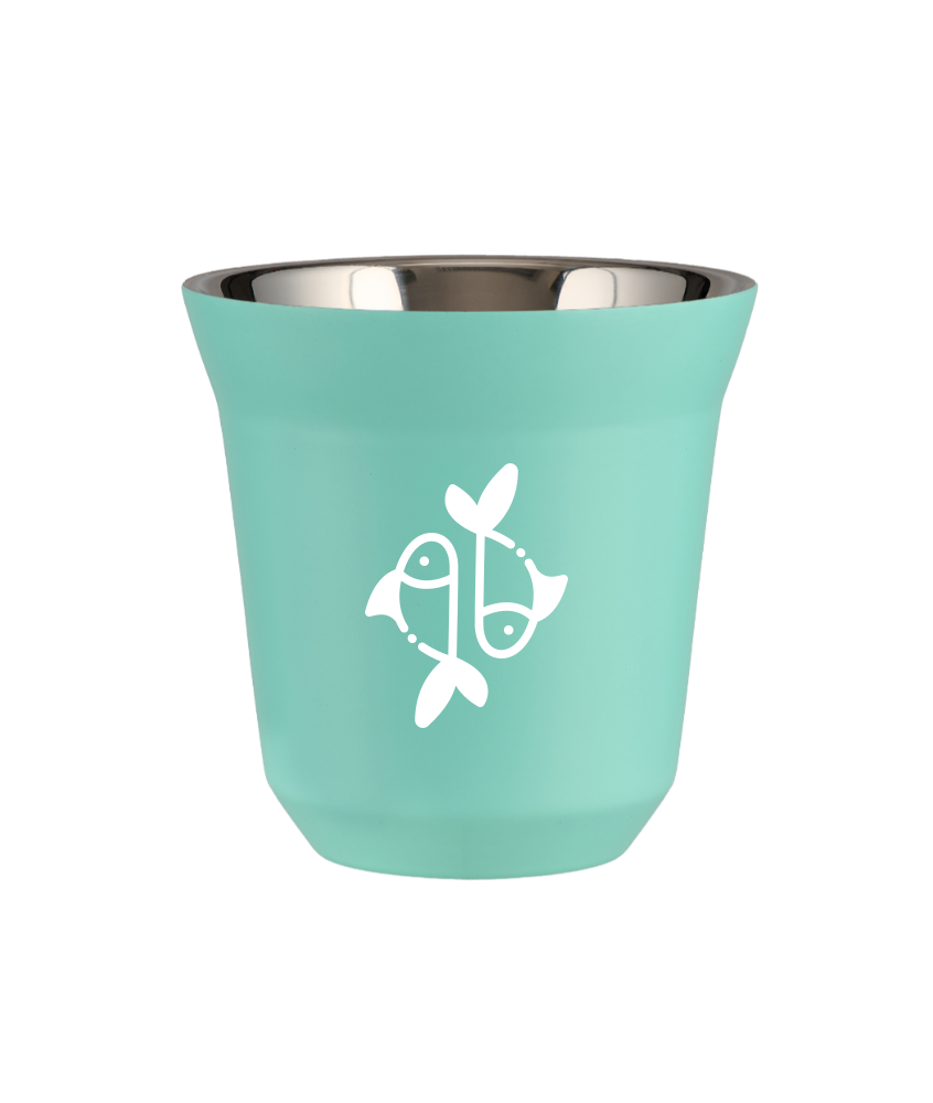 Kubek 240 ml TURKUSOWY "Ryby (biały)"