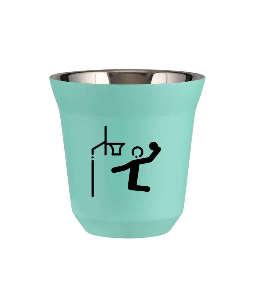 Kubek 240 ml TURKUSOWY "Koszykówka (czarny)"