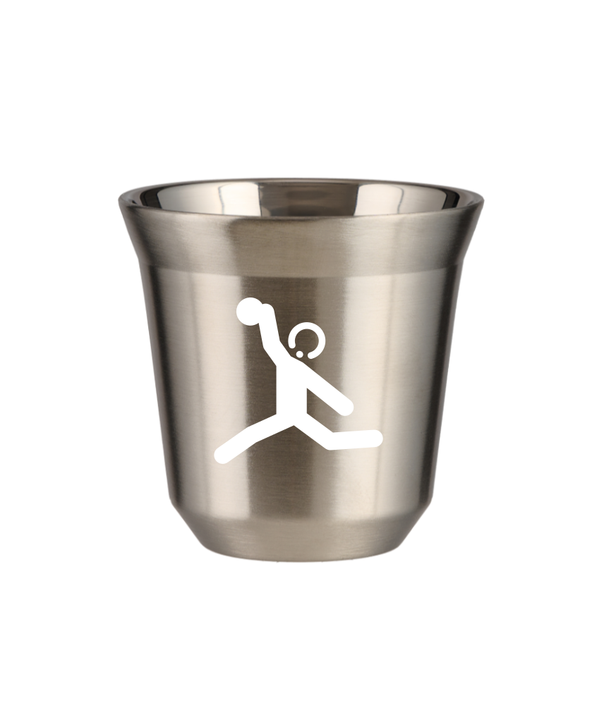 Kubek 240 ml SREBRNY "Rzut dyskiem (biały)"