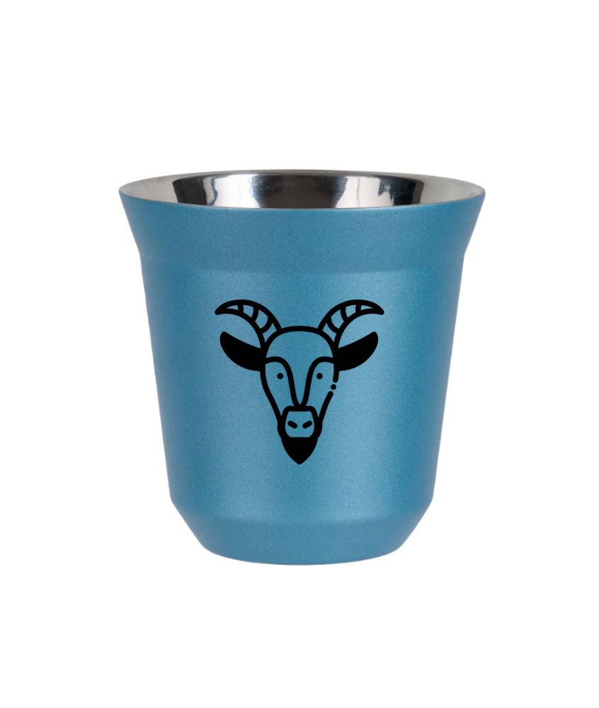 Kubek 240 ml BŁĘKITNY METALIC "Koziorożec (czarny)"