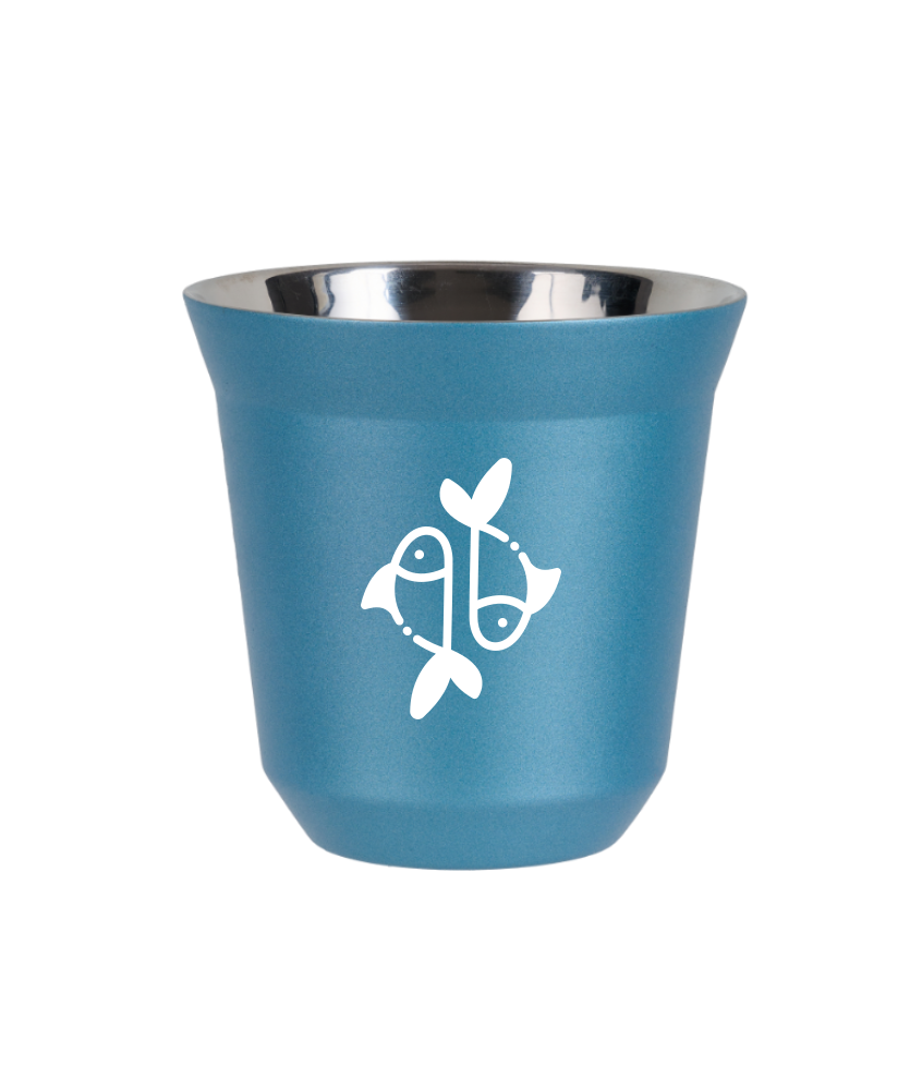 Kubek 240 ml BŁĘKITNY METALIC "Ryby (biały)"