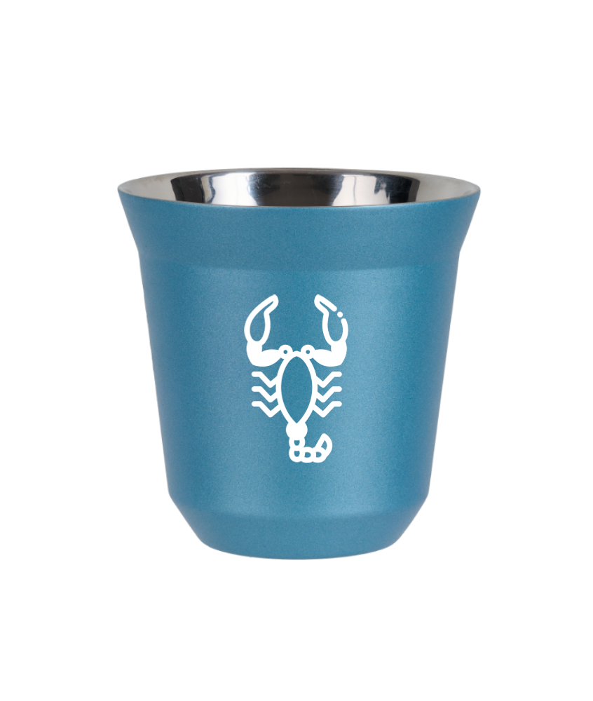 Kubek 240 ml BŁĘKITNY METALIC "Skorpion (biały)"