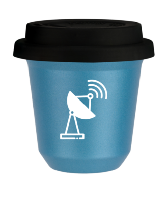 Kubek 240 ml BŁĘKITNY METALIC "Antena (biały)", z czarną pokrywką Kubek 240 ml BŁĘKITNY METALIC "Antena (biały)", z czarną pokrywką