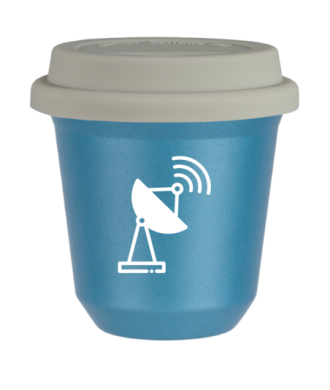 Kubek 240 ml BŁĘKITNY METALIC "Antena (biały)", z białą pokrywką Kubek 240 ml BŁĘKITNY METALIC "Antena (biały)", z białą pokrywką