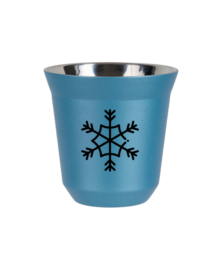 Kubek 240 ml BŁĘKITNY METALIC "Śnieżynka (czarny)"