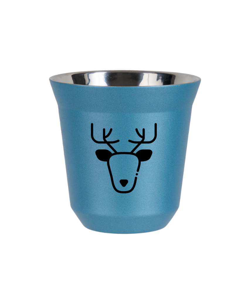 Kubek 240 ml BŁĘKITNY METALIC "Renifer (czarny)"