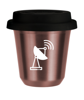 Kubek 240 ml RÓŻOWE ZŁOTO "Antena (biały)", z czarną pokrywką Kubek 240 ml RÓŻOWE ZŁOTO "Antena (biały)", z czarną pokrywką