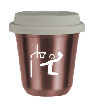 Kubek 240 ml RÓŻOWE ZŁOTO "Koszykówka (biały)", z białą pokrywką Kubek 240 ml RÓŻOWE ZŁOTO "Koszykówka (biały)", z białą pokrywką
