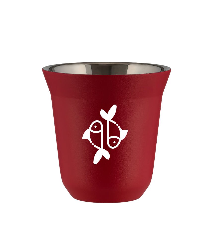 Kubek 240 ml CZERWONY "Ryby (biały)"