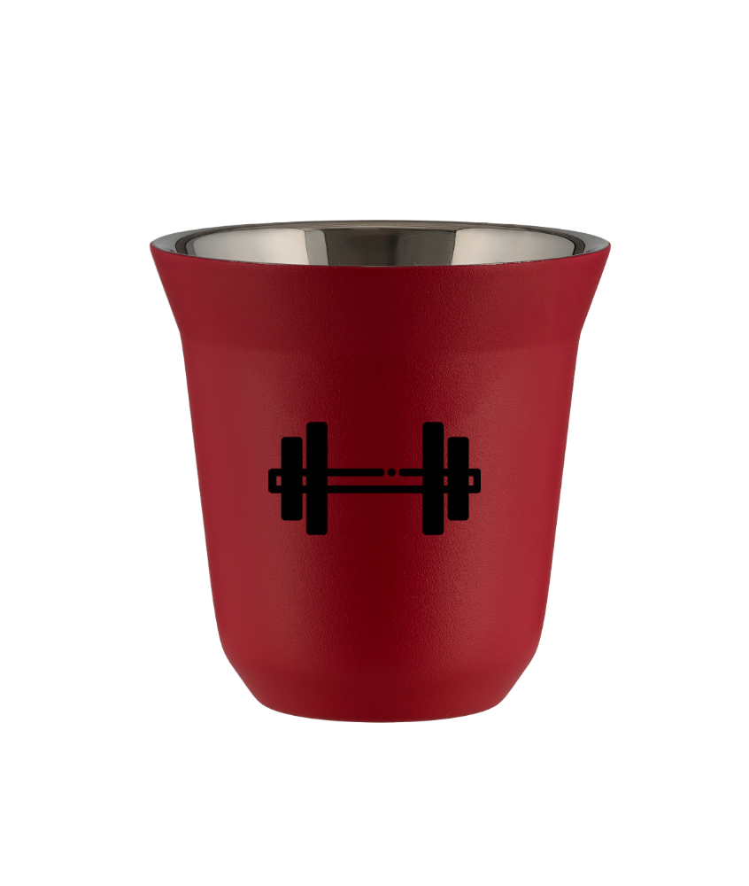 Kubek 240 ml CZERWONY "Sztanga (czarny)"