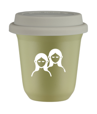 Kubek 240 ml PISTACJOWY "Bliźnięta (biały)", z białą pokrywką Kubek 240 ml PISTACJOWY "Bliźnięta (biały)", z białą pokrywką