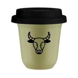 Cup 240 ml PISTACHIO "Taurus", with black lid
