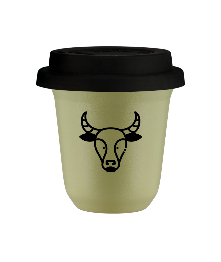Cup 240 ml PISTACHIO "Taurus", with black lid