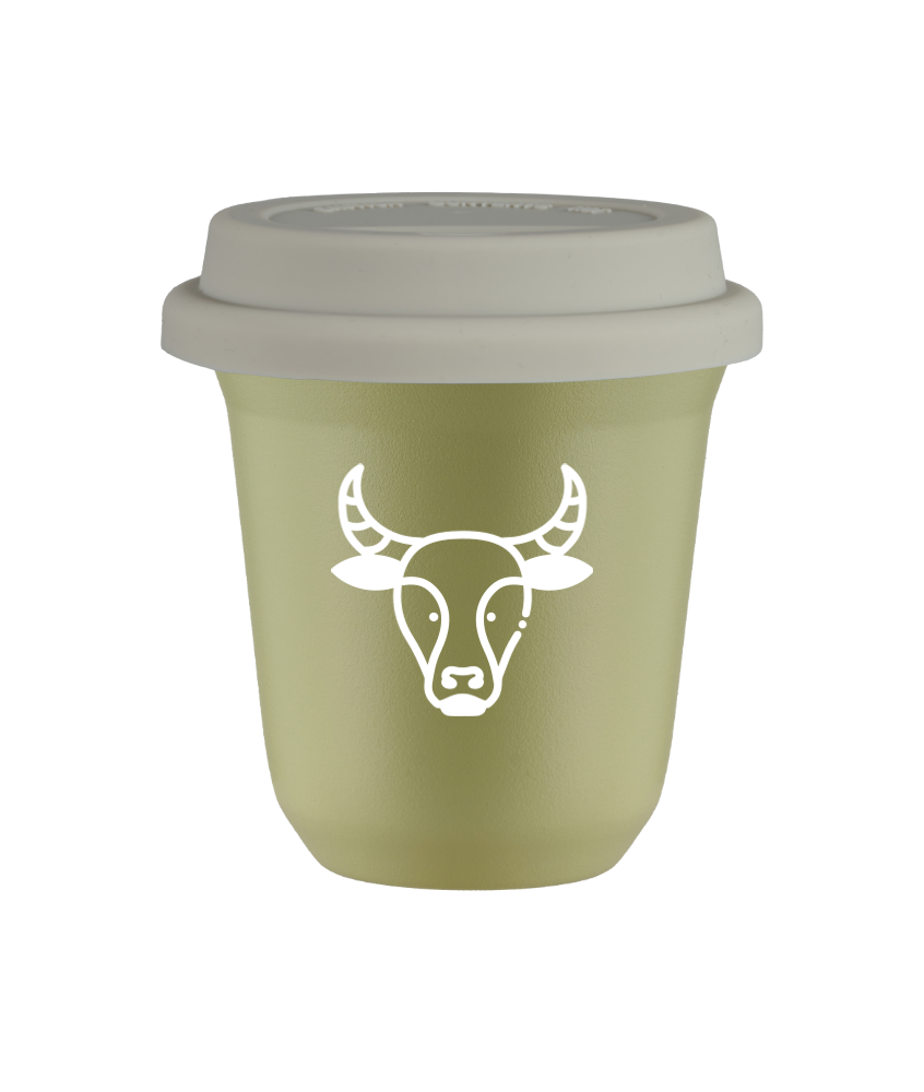 Cup 240 ml PISTACHIO "Taurus (white)", with white lid