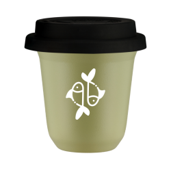 Cup 240 ml PISTACHIO "Pisces (white)", with black lid