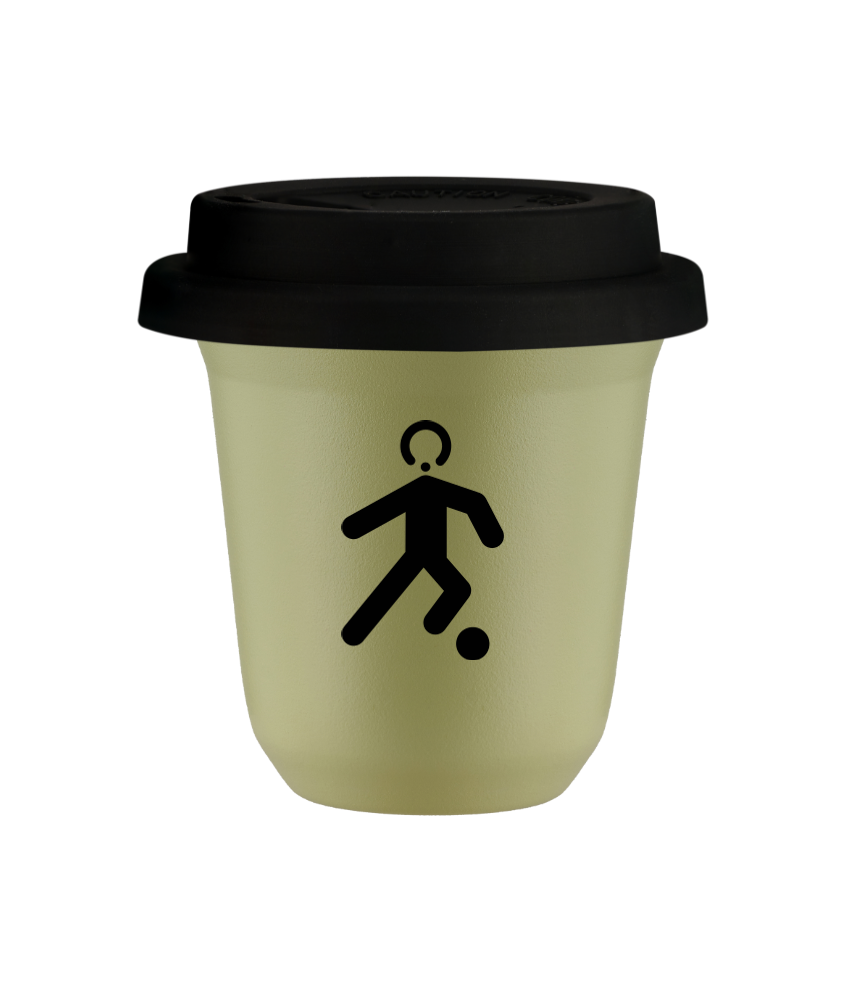 Cup 240 ml PISTACHIO "Football (black)", with black lid