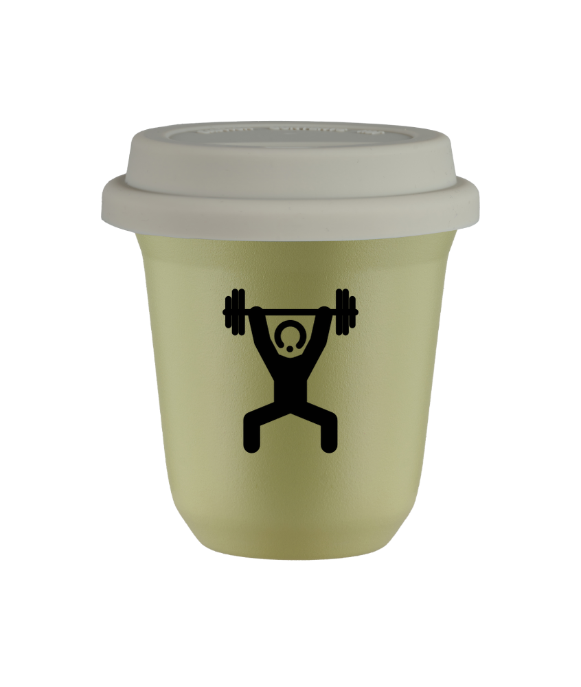 Cup 240 ml PISTACHIO "Strongman 1", with white lid