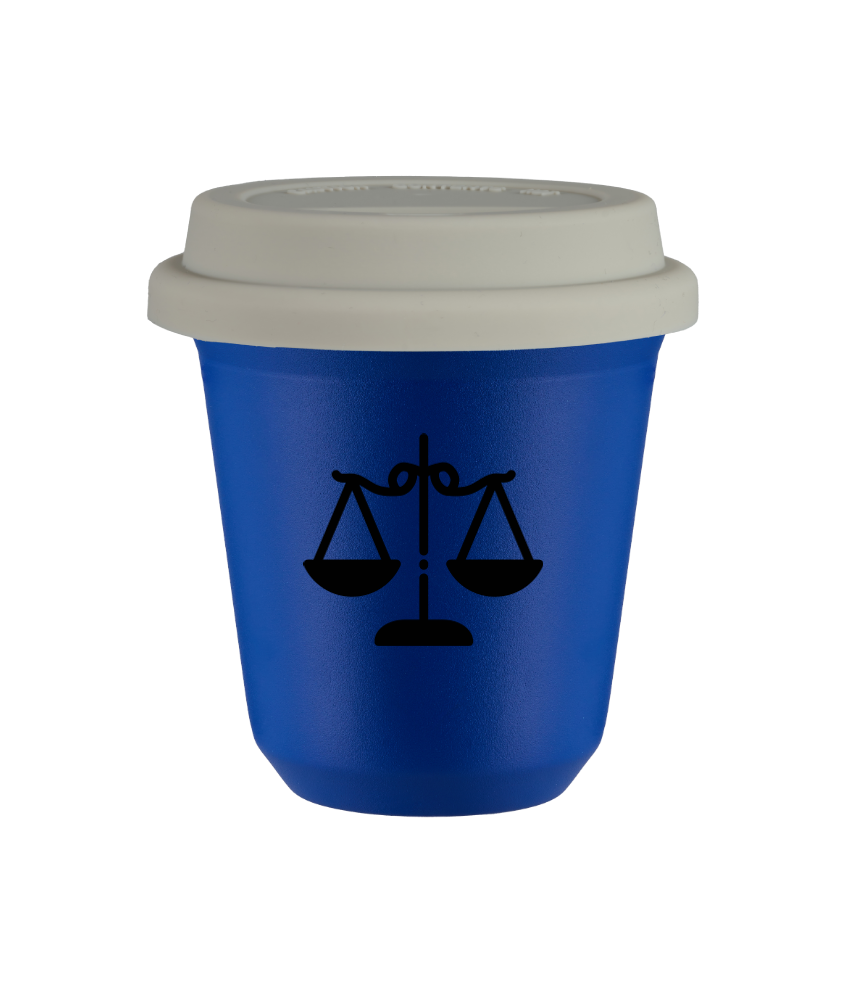Cup 240 ml BLUE "Libra (black)", with white lid