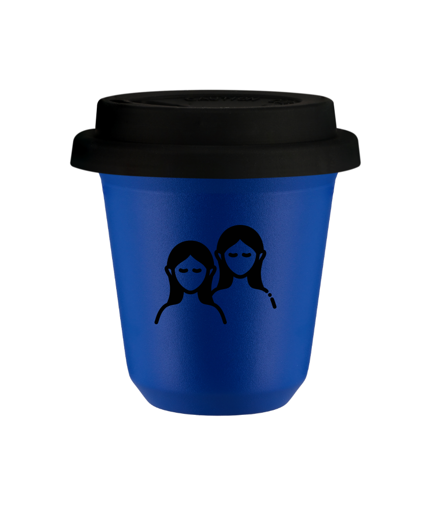 Cup 240 ml BLUE "Gemini", with black lid