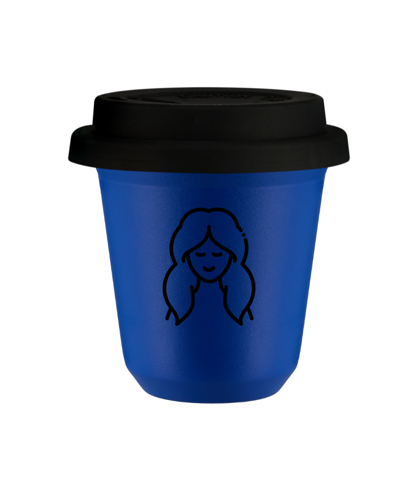 Cup 240 ml BLUE "Virgo", with black lid