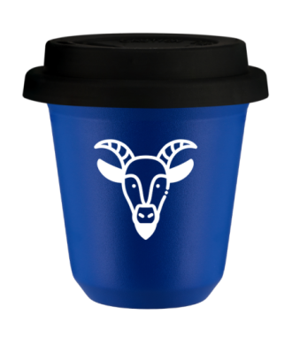 Kubek navy blue 240 ml, KOZIOROZEC (bialy) z pokrywka czarna kubek termiczny na kawe | 85,00 zł