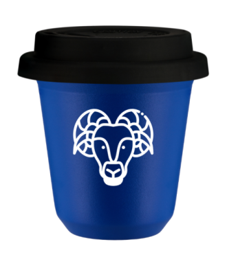 Kubek navy blue 240 ml, BARAN (bialy) z pokrywka czarna kubek termiczny na kawe | 85,00 zł
