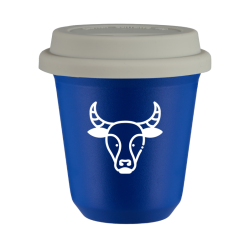 Cup 240 ml BLUE "Taurus (white)", with white lid