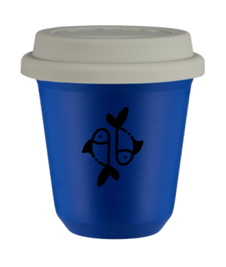 Kubek navy blue 240 ml, RYBY z pokrywka biala kubek termiczny na kawe | 85,00 zł