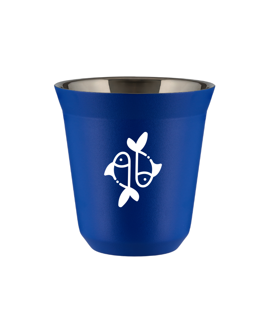 Kubek navy blue 240 ml, RYBY (bialy) kubek termiczny na kawe | 80,00 zł Kubek navy blue 240 ml, RYBY (bialy) kubek termiczny na kawe | 80,00 zł