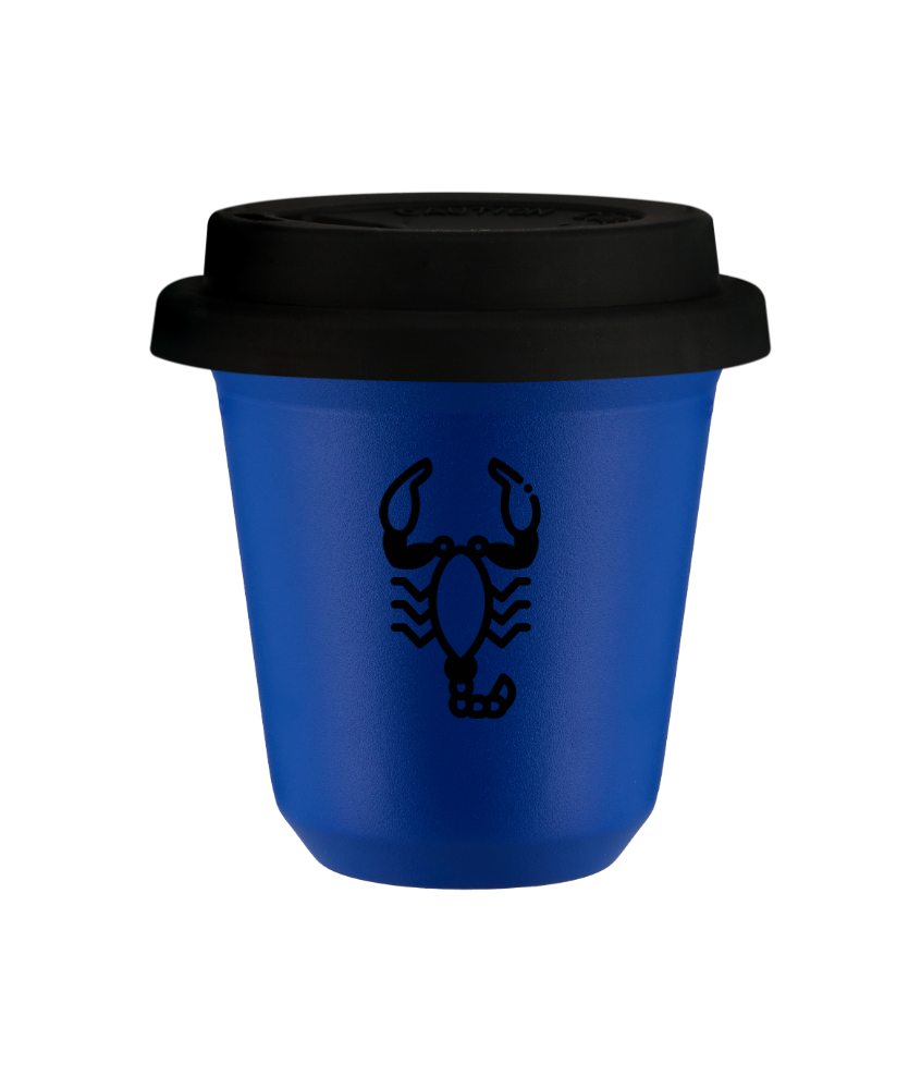Kubek navy blue 240 ml, SKORPION (czarny) z pokrywka czarna kubek termiczny na kawe | 85,00 zł