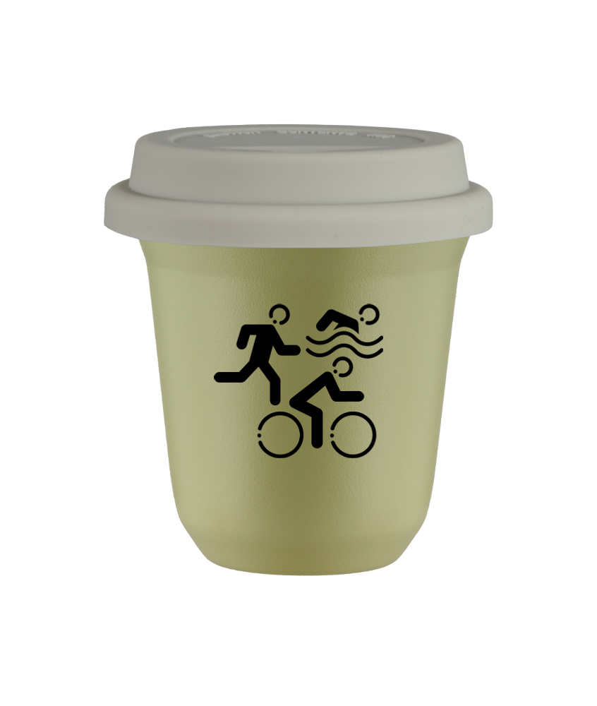 Kubek 240 ml PISTACJOWY "Sporty", z białą pokrywką