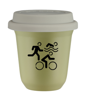 Kubek 240 ml PISTACJOWY "Sporty (czarny)", z białą pokrywką Kubek 240 ml PISTACJOWY "Sporty (czarny)", z białą pokrywką