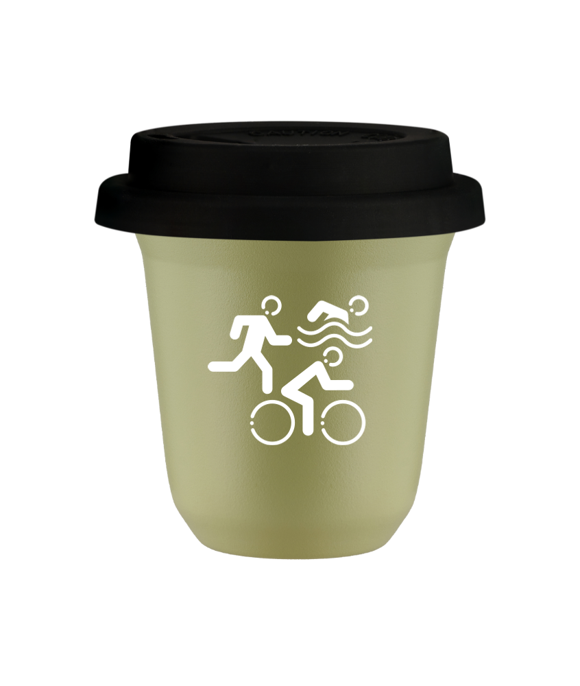 Kubek 240 ml PISTACJOWY "Sporty (biały)", z czarną pokrywką