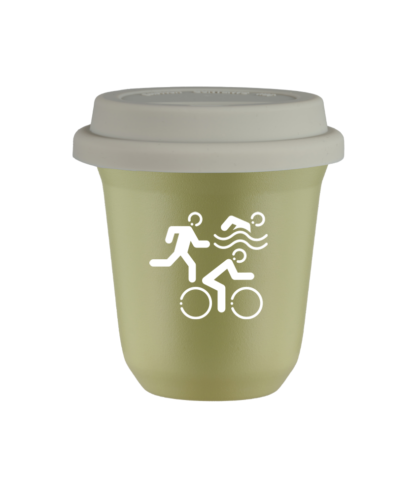 Kubek 240 ml PISTACJOWY "Sporty (biały)", z białą pokrywką