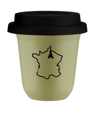 Kubek 240 ml PISTACJOWY "Francja (czarny)", z czarną pokrywką Kubek 240 ml PISTACJOWY "Francja (czarny)", z czarną pokrywką